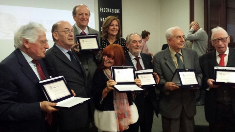 I Giornalisti premiati dallOdg del Laziio per i loro 50 anni di attività professionale