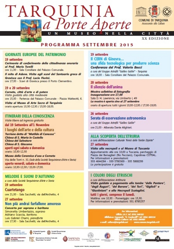 Tarquinia a Porte Aperte 2015 Programma di Settembre